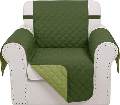 Recliner Chair Covers Reversible Sofa Cover Couch Cover for Pets Lazy Boy Furniture Protector(23''Chair,Huntergreen/Sage)