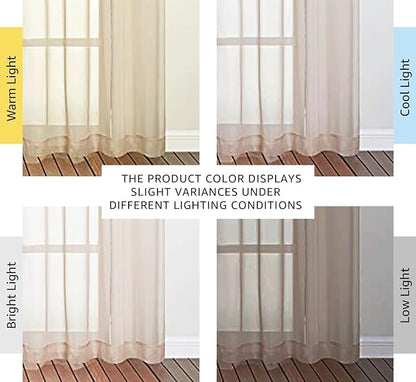 NICETOWN Taupe Voile Sheer Curtains 108 inches Long for Living Room, Grommet Airy & Elegant Light Filtering Soft Sheer Lightweight Window Treatment for Bedroom, W54 x L108, 2 Panels
