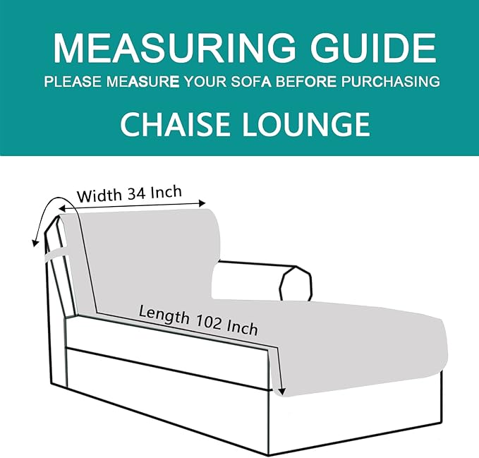 U-NICE HOME Sectional Couch Cover for Dogs Pets Chaise Lounge Reversible Sofa Cover Furniture Protector with Elastic Adjustable Strap, White
