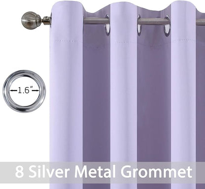 Yakamok Blackout Small Window Curtains with Grommet Top, Room Darkening Thermal Insulated Window Panel Drape for Bedroom Bathroom, 52Wx36L, Lilac, 2 Panels
