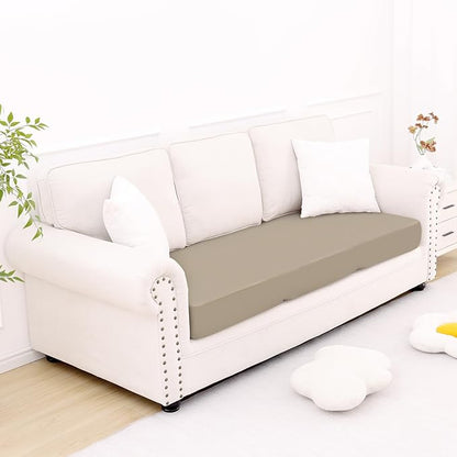 Smiry Printed Couch Cushion Covers, Stretch Soft Couch Covers for Sofa, Washable Non-Slip Sofa Slipcover Furniture Protector for Indoor and Outdoor (Large, Taupe)