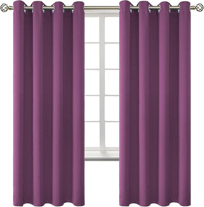 BGment Room Darkening Curtains 72 Inches Long - Grommet Thermal Insulated Drapes Window Treatment Curtains for Bedroom, 2 Panels, 52 x 72 Inch, Eggplant Purple