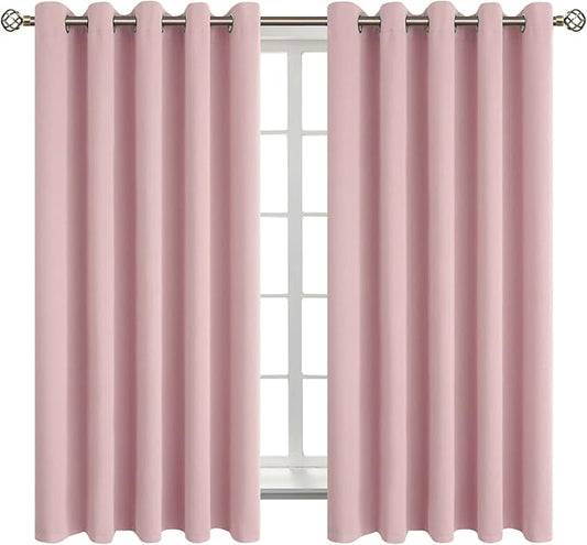 BGment Room Darkening Curtains 63 Inches Long - Grommet Thermal Insulated Drapes Window Treatment Curtains for Bedroom, 2 Panels, 70 x 63 Inch, Baby Pink