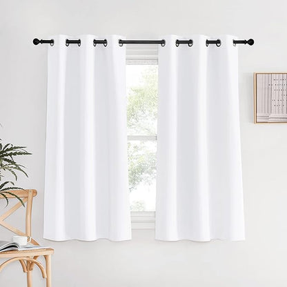NICETOWN White Curtains for Living Room, Set of 2, W34 x L60, Thermal Insulated Window Treatment 50% Light Blocking Solid Grommet Top for Bedroom/Girl's, Adult Room
