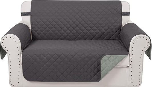 Reversible Loveseat Sofa Covers Couch Cover Furniture Protector(Loveseat Small,Dark Grey/Light Grey)