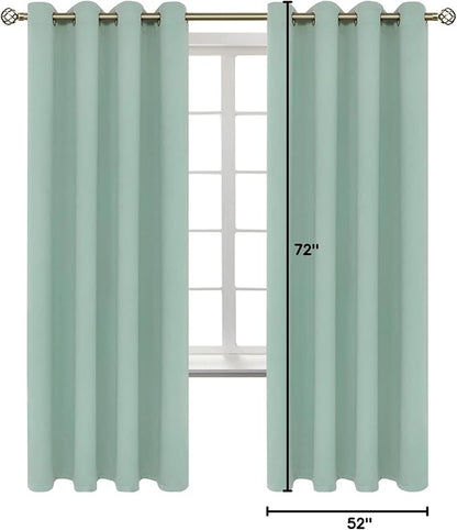 BGment Blackout Curtains - Grommet Thermal Insulated Room Darkening Bedroom and Living Room Curtains, Set of 2 Panels (52 x 72 Inch, Frosty Green)