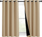 NICETOWN Bedroom Full Blackout Curtain Panels, Super Thick Insulated Grommet Drapes, Double-Layer Blackout Draperies with Black Liner for Small Window (Set of 2 Pcs, 46 by 54-inch, Biscotti Beige)