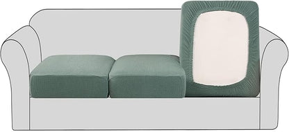 H.VERSAILTEX Super Stretch Couch Cushion Covers Sofa Cushion Slipcovers Jacquard Fabric Individual Seat Couch Slipcover Sets for Pets with Elastic Bottom(3 Packs Cushion Sofa Covers, Sage)