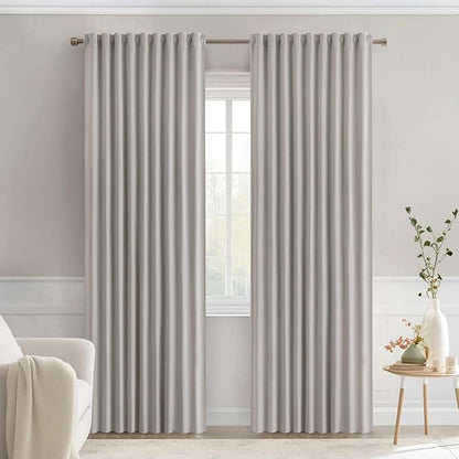MIULEE Stone Back Tab Blackout Curtains 72 Inches Long 2 Panels Set for Living Room Bedroom Privacy, Rod Pocket/Pinch Pleat Thermal Insulated Room Darkening Pleated Light Blocking Drapes