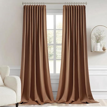 MIULEE Back Tab Blackout Curtains 108 Inch Long 2 Panels Set for Living Room Bedroom, Rod Pocket/Pinch Pleated Extra Long Thermal Insulated Room Darkening Light Blocking Drapes, Cappuccino Brown