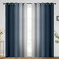 SimpleHome Ombre Room Darkening Curtains for Bedroom, Gradient Navy Blue to Grey White Light Blocking Thermal Insulated Grommet Window Curtain/Drapes for Living Room,2 Panels, 70x84 inches Length