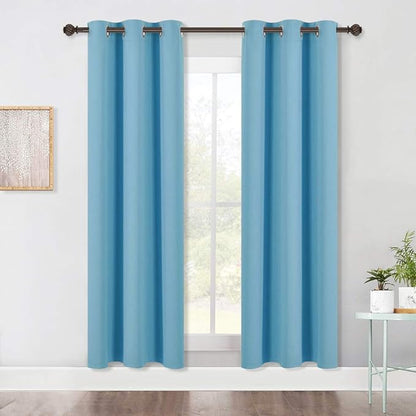 NICETOWN Window Treatment Blackout Curtain Panels, Home Décor Thermal Insulated Solid Grommet Blackout Draperies/Drapes for Bedroom (Teal Blue, Set of 2, 42 by 72 Inch)