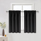 DWCN Black Short Blackout Curtains for Small Window, Thermal Insulated Energy Saving Room Darkening Curtains for Kitchen/Bedroom (W42 x L36 inch, Set of 2 Panels, Top of Rod Pocket)