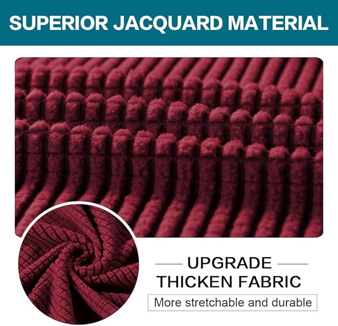 Turquoize 4 Piece Sofa Covers for 3 Cushion Couch Sofa Slipcover Soft Couch Cover for Dogs Washable Furniture Cover with 3 Individual Large Cushion Covers Feature Fabric (Large Sofa, Burgundy)