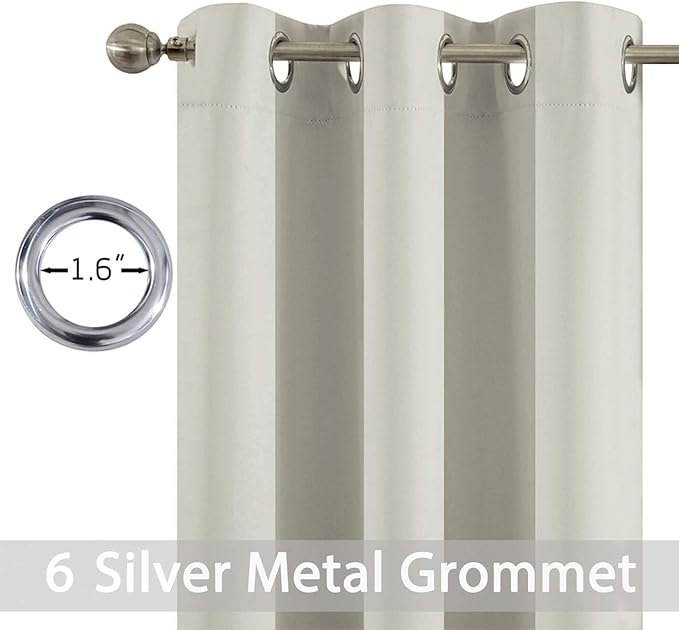 Yakamok Light Beige Curtains Room Darkening Thermal Insulated with Grommet Window Curtain for Bedroom, 38Wx54L inch, 2 Panels