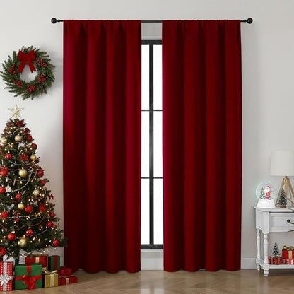 Simplebrand Ava Red Blackout Curtains for Bedroom 84 Inch Length 2 Panels Set, Solid Thermal Insulated Privacy Nursery Window Treatment Curtains Blackout Drapes, W40 x L84 Inch, Red