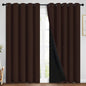 Yakamok 100% Blackout Curtains for Bedroom, 2 Thick Layers Thermal Insulated Grommet Total Blackout Drapes with Black Liner for Living Room (70Wx84L,Chocolate Brown, 2 Panels)