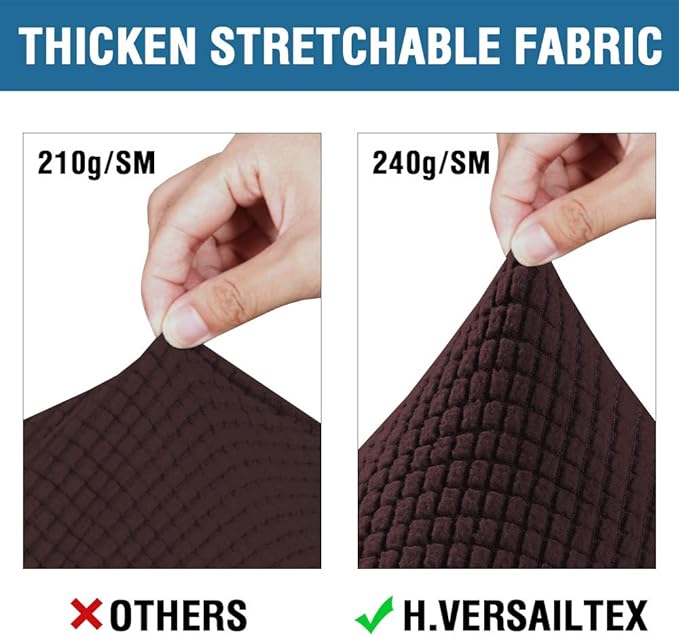 H.VERSAILTEX 4 Piece Stretch Sofa Covers for 3 Cushion Couch Covers for Living Room Furniture Slipcovers (Base Cover Plus 3 Seat Cushion Covers) Upgraded Thicker Jacquard Fabric (Sofa, Chocolate)