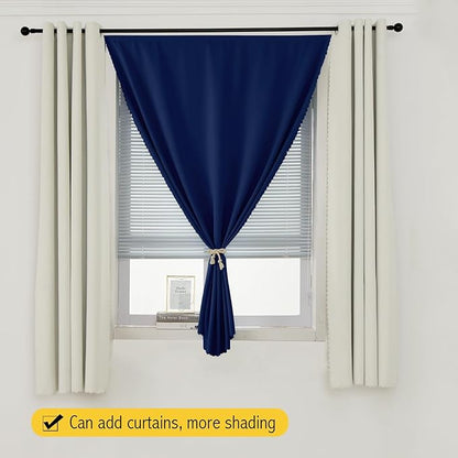 Self Adhesive Portable Blackout Curtains for Bedroom Easy to Install Window Thermal Lnsulated Kitchen Room Darkening Small Window Curtains, 59" W X 96" L, Navy Blue, 1 Panel