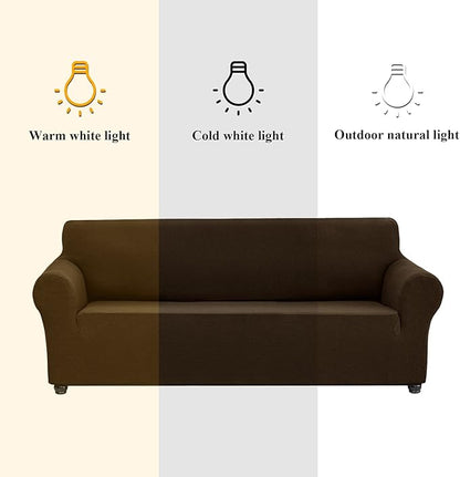 Joccun Stretch Loveseat Couch Cover Slipcover, 1-Piece Sofa Cover for 2 Cushion Couch Spandex Jacquard Washable Furniture Protector Cover for Living Room,Kids,Pets（Loveseat,Seal Brown）