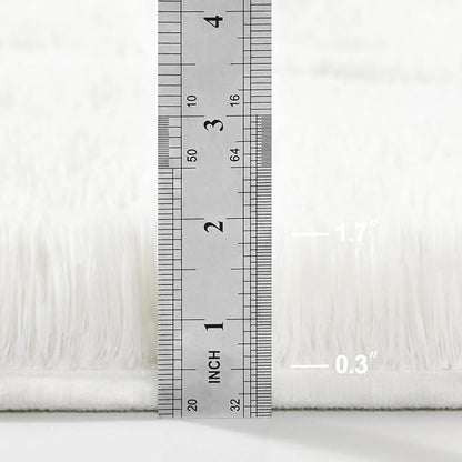 Deerhoo Large Shag Area Rugs 8 x 10, Plush Fuzzy Rugs for Living Room, Ultra Soft Fluffy Furry Rug for Bedroom, Indoor Carpet Nursery Rugs for Kids Room Home Decor, White