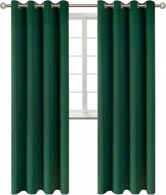 BGment Blackout Curtains for Bedroom - Grommet Thermal Insulated Room Darkening Curtains for Living Room, Set of 2 Panels (52 x 95 Inch, Emerald)
