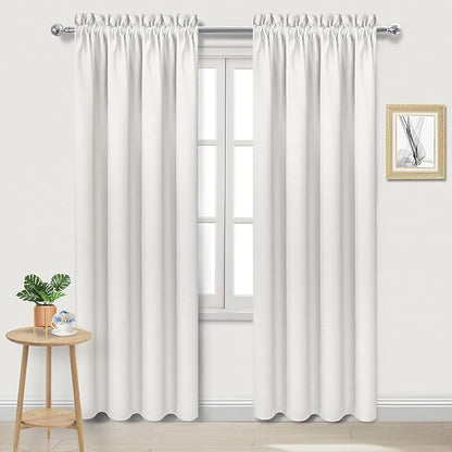 DWCN Blackout Curtains Thermal Insulated, Energy Saving & Noise Reducing Bedroom and Living Room Curtains, Ivory, W 38x L 84 Inch, Set of 2 Rod Pocket Curtain Panels