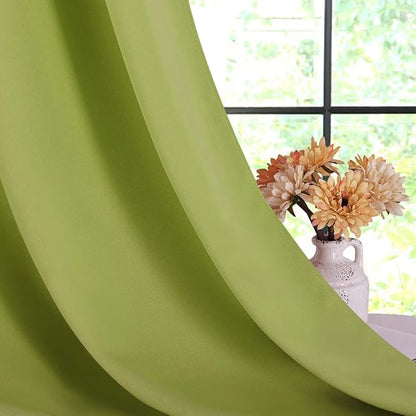 NICETOWN Blackout Curtains for Bedroom, Fresh Green, 42 W by 80 L, Set of 2, Thermal Insulated Curtains & Drapes with Grommet Top for Living Room, Privacy Window Treatment Draperies