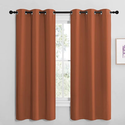 NICETOWN Bedroom Blackout Curtains 68 inches Long, Privacy and Thermal Insulated Blackout Drapes for Windows (Burnt Orange, 1 Pair, 42 x 68 inches)