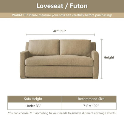 MYSKY HOME Couch Covers for 2 Cushion Couch Sectional Sofa, L Shape Sofa Protector Sand Chenille Couch Cover, Sofa Covers Washable Blanket with Tassel Pet Couch Cushion Cover, 71"X102"