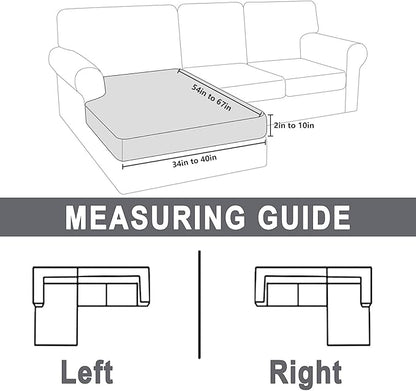 hyha Milk Silk Couch Cushion Covers for Sectional Sofa, Soft Sectional Sofa Couch Covers L Shape Washable, Outdoor Cushion Covers for Patio Furniture with Elastic Bottom(Chaise, Grey)