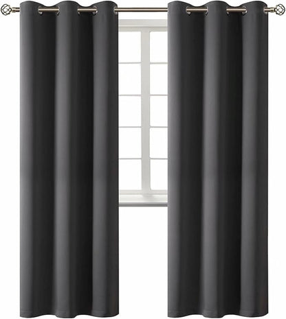 BGment Blackout Curtains - Grommet Thermal Insulated Room Darkening Bedroom and Living Room Curtain, Set of 2 Panels (42 x 84 Inch, Dark Grey)