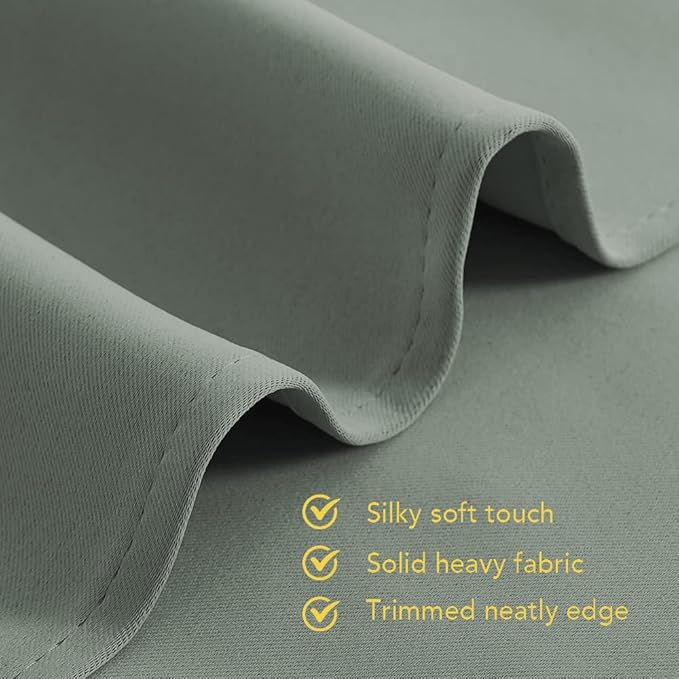 NICETOWN Window Curtain Panels, Greyish Green, 1 Pair, 34 by 80-inch, Thermal Insulated Solid Grommet Blackout Draperies/Drapes for Basement