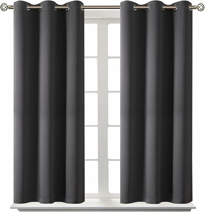BGment Blackout Curtains for Bedroom - Grommet Thermal Insulated Room Darkening Curtains for Living Room, Set of 2 Panels (38 x 54 Inch, Dark Grey)