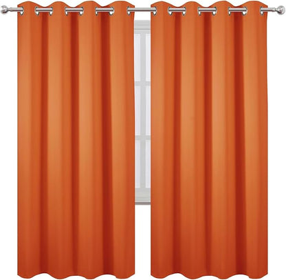 LEMOMO Blackout Curtains 66 x 72 Inch Long Orange Curtains Set of 2 Panels Room Darkening Curtains for Bedroom and Living Room