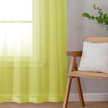 Lecloud Lemon Sheer Curtains 78 Inches Long 2 Panels, Solid Voile Dual Rod Pockets Living Room Decor Window Curtains for Bedroom, Light Filtering Airy Transparent Drapes, Each Panel 42" W x 78" L