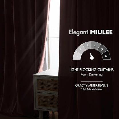MIULEE Baby Pink Velvet Curtains 84 inches - Luxury Blackout Curtains for Bedroom Living Room Thermal Insulated Super Soft Window Drapes Rod Pocket & Back Tab, W52 x L84 inches, 2 Panels