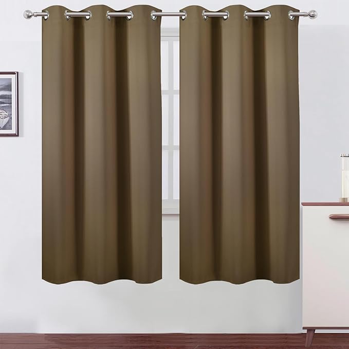 LEMOMO Brown Thermal Blackout Curtains/42 x 72 Inch/Set of 2 Panels Room Darkening Curtains for Bedroom