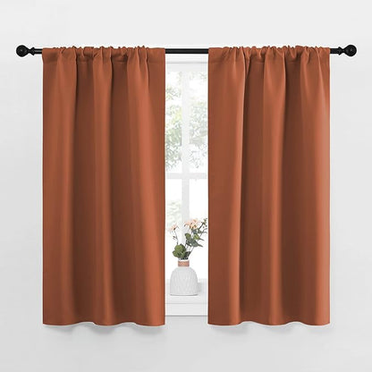 NICETOWN Blackout Curtains and Drapes - Thermal Insulated Solid Rod Pocket Blackout Draperies/Panels (Burnt Orange, 1 Pair, 34 by 45 inches)