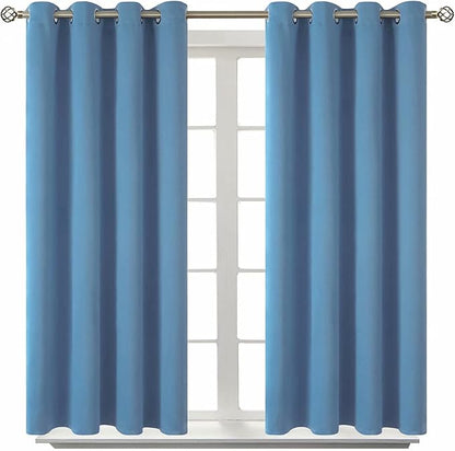 BGment Blackout Curtains for Bedroom - Grommet Thermal Insulated Room Darkening Curtains for Living Room, Set of 2 Panels (52 x 54 Inch, Faded Denim)