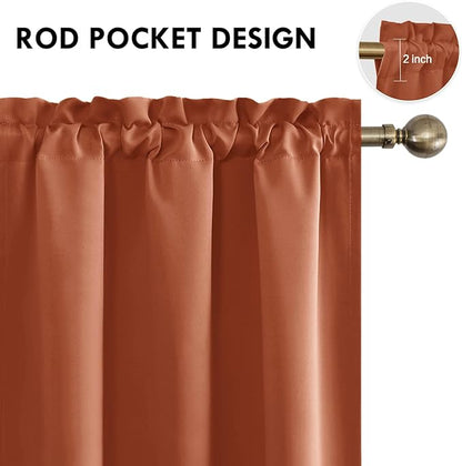 DWCN Blackout Curtains Thermal Insulated, Energy Saving & Noise Reducing Bedroom and Living Room Curtains, Burnt Ochre, W 42x L 84 Inch, Set of 2 Rod Pocket Curtain Panels