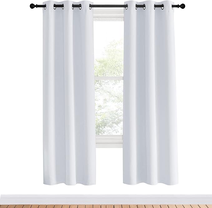 NICETOWN White Room Darkening Draperies and Curtains, Set of 2, 34 by 70 Inch, Home Fashion Energy Saving Grommet Top Room Darkening Drape Panels for Bedroom