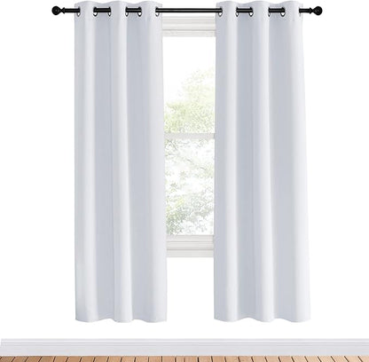 NICETOWN White Room Darkening Draperies and Curtains, Set of 2, 34 by 70 Inch, Home Fashion Energy Saving Grommet Top Room Darkening Drape Panels for Bedroom