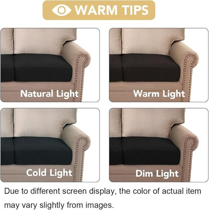 H.VERSAILTEX Super Stretch Individual Seat Sofa Covers Couch Slipcover Sets Thick Jacquard Textured Twill Fabric (3 Piece XL Cushion Covers, Black)