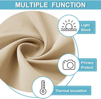 RYB HOME French Door Window Curtain Covering, Rod Pocket Thermal Insulated Privacy Non See Through Drapes for Bathroom Window, Width 29 by Length 45, Biscotti Beige, 2 Panels