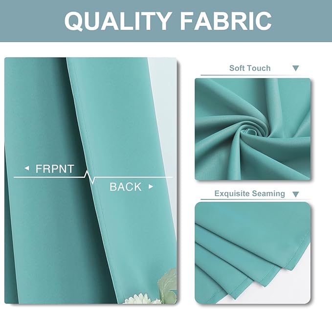 ChrisDowa Blackout Curtains 84 inches Long for Bedroom - 2 Panels Set Grommet Thermal Insulated Room Darkening Curtains for Living Room (Aqua, 52 x 84 Inch)