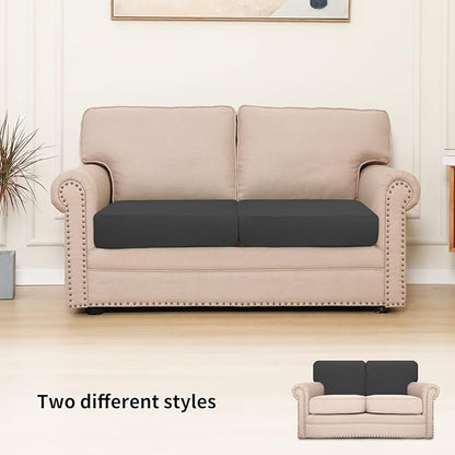Easy-Going Stretch Individual Loveseat Couch Cushion Cover Sofa Cushion Furniture Protector Sofa slipcover Soft Flexibility with Elastic Bottom (2-Piece Loveseat Cushion Cover, Dark Gray)