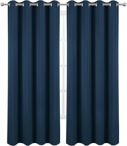 LEMOMO Blackout Curtains 52 x 120 Inch Long Navy Blue Curtains Set of 2 Panels Room Darkening Curtains for Bedroom and Living Room