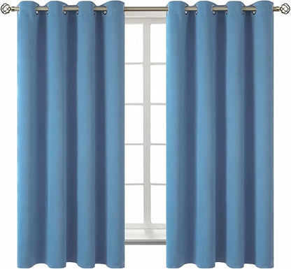 BGment Blackout Curtains for Bedroom - Grommet Thermal Insulated Room Darkening Curtains for Living Room, Set of 2 Panels (52 x 63 Inch, Faded Denim)