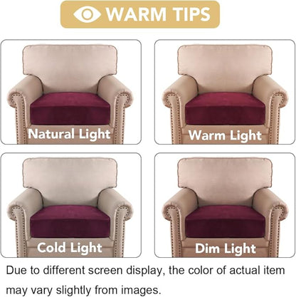 H.VERSAILTEX Velvet Stretch Couch Cushion Cover Plush Cushion Slipcover for Chair Cushion Furniture Protector Seat Cushion Sofa Cover (1 Piece Armchair Cushion Covers, Burgundy)